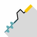 Ice fishing drill icon, flat style