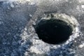 Ice Fishing Hole with Black Water