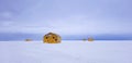 Ice Fishing huts on the lake