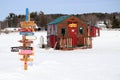 Ice Fishing Huts in winter time