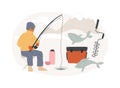 Ice fishing isolated concept vector illustration.