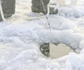 Ice Fishing on kempenfelt Bay, Lake Somcoe, Ontario Royalty Free Stock Photo