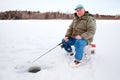 Ice Fishing on the Lake Royalty Free Stock Photo