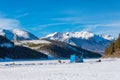 Ice fishing on lake Dillon - Colorado Royalty Free Stock Photo