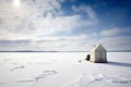 Ice fishing lake. Generate AI Royalty Free Stock Photo