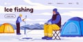 Ice fishing poster vector Royalty Free Stock Photo