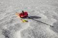 Ice fishing rod and lure Royalty Free Stock Photo