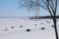 Ice fishing shack on lake Royalty Free Stock Photo