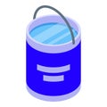 Ice fishing water bucket icon isometric vector. Lake hole