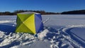 Ice fishing. Winter fishing, catching a fish in the North