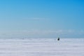 Ice Fishing. Winter fishing on ice at sea, Estonia.