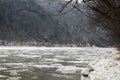 Ice floating down the river Royalty Free Stock Photo