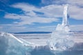 Ice floe crystal over winter Baikal lake Royalty Free Stock Photo