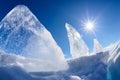 Ice floe and sun on winter Baikal lake Royalty Free Stock Photo