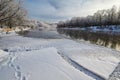 The ice floe on the wintertime river Royalty Free Stock Photo