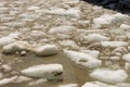 Ice floes on the water from the glacier. Ice drift Royalty Free Stock Photo