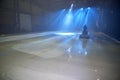 Ice floor with stage lights and ice mopping machine Royalty Free Stock Photo