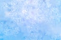 Ice flowers frozen blue window textured background Royalty Free Stock Photo