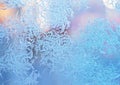 Ice flowers frozen texture on window background Royalty Free Stock Photo