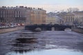 Ice on Fontanka river in St. Petersburg, Russia.