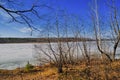 early spring, ice melts on the lake