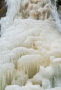 Ice formations on the frozen falls. Royalty Free Stock Photo