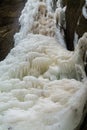 Ice formations on the frozen falls. Royalty Free Stock Photo