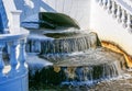 Ice forming on the water of a waterfall due to extreme cold weather Royalty Free Stock Photo