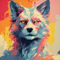 Vibrant Realism: Aggressive Digital Illustration Of A Colorful Fox