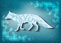 Ice fox on frozen background