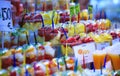 Ice fresh fruits shakes in a market Royalty Free Stock Photo