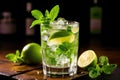 Ice freshness refreshing summer leaf beverage mojito green fruit drink lime cocktail Royalty Free Stock Photo