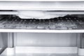 Ice in fridge. Close-up. Royalty Free Stock Photo