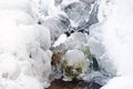 Ice frozen stream water freeze formation snow Royalty Free Stock Photo