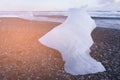 Ice from glacier over small black rock beach in Jakulsarlon Iceland Royalty Free Stock Photo