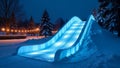 Ice Glow: A magical slide in the night. AI generated. Royalty Free Stock Photo