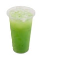 Ice green tea with apple fruit and yogurt in takeaway glass Royalty Free Stock Photo