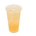 Ice green tea with lychee fruit in takeaway glass Royalty Free Stock Photo