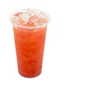 Ice green tea with strawberry fruit in takeaway glass Royalty Free Stock Photo