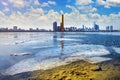 Ice of Han river and cityscape in winter,Korea. Royalty Free Stock Photo