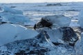 ice that has been washed off on the beach