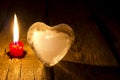 Ice heart and candle abstract Valentine s Day concept Royalty Free Stock Photo