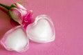 Ice heart on pink abstract valentine love background