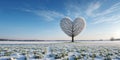 ice heart shaped tree. Beautiful winter snow landscape Royalty Free Stock Photo