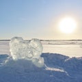 An ice heart in the Southern harbour in LuleÃÂ¥ Royalty Free Stock Photo