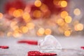 Ice hearts on a gray background. Love concept. Romantic card with frozen white heart Royalty Free Stock Photo