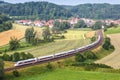 ICE 4 high-speed train of DB Deutsche Bahn on Filstalbahn near Lonsee, Germany Royalty Free Stock Photo