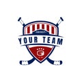 Ice Hockey club logo, badge design. Concept for shirt or logo, print, stamp or tee. Winter sport. Royalty Free Stock Photo