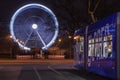 Ice hockey club tram, market and christmas wheel at Moravian square