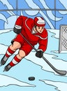 Ice hockey Colored Cartoon Illustration